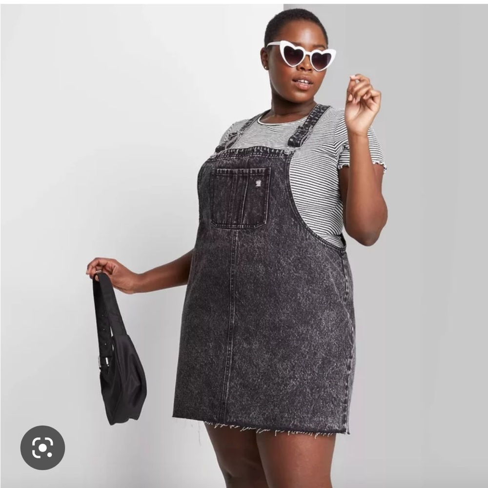 NWOT- Wild Fable Black Denim Overall Dress
